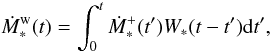 \appendix \setcounter{section}{1} \begin{equation} \label{dMwinddef} \DMwind(t)=\int^t_0 \DMstarp(t') \W (t-t') {\rm d}t', \end{equation}