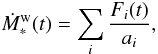 \appendix \setcounter{section}{1} \begin{equation} \label{dMwinddef_coeff} \DMwind(t)=\sum_i \frac{F_i(t)}{a_i}, \end{equation}