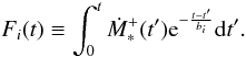 \appendix \setcounter{section}{1} \begin{equation} \label{F} F_i(t) \equiv \int_0^t \DMstarp(t') {\rm e}^{-\frac{t-t'}{b_i}} {\rm d}t'. \end{equation}