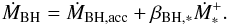 \begin{equation} \label{DMbh} \DMbh=\DMbhac+\bhstar \DMstarp. \end{equation}