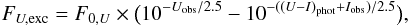 \begin{equation} F_{U,{\rm exc}} = F_{0,U} \times \big(10^{-U_{\rm obs}/2.5}-10^{-{((U-I)}_{\rm phot}+I_{\rm obs})/2.5}\big) , \label{Fuexc} \end{equation}