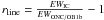 \hbox{$r_{\rm line}=\frac{EW_{\rm IC}}{EW_{\rm ONC/OB1b}}-1$}