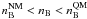 $n^{\rm NM}_{\rm B} < n_{\rm B} < n^{\rm QM}_{\rm B}$