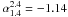 \hbox{$\alpha_{1.4}^{2.4}=-1.14$}