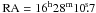 \hbox{$\mathrm{RA} = 16^{\mathrm h} 28^{\mathrm m} 10\fs7$}