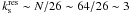 \hbox{$k^{\rm res}_{\rm s}\sim N/26\sim 64/26\sim3$}