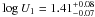 \hbox{$\log U_1= 1.41^{+0.08}_{-0.07}$}