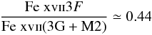\begin{eqnarray} \frac{{\rm Fe}\textsc{ xvii} 3F}{{\rm Fe} \textsc{ xvii}\rm \rm (3G+M2)}\simeq 0.44 \end{eqnarray}