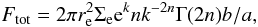 \begin{equation} F_{\rm tot} = 2\pi r_{\rm e}^2\Sigma_{\rm e} {\rm e}^k n k^{-2n} \Gamma(2n)b/a, \end{equation}