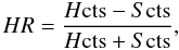 \begin{equation} HR=\frac{H{\rm cts}-S{\rm cts}}{H{\rm cts}+S{\rm cts}}, \end{equation}