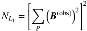 \begin{equation} \label{NL1} N_{L_1} = \left[ \sum_P \left(\vec{B}^{(\mathrm{obs})}\right)^2 \right]^2 \end{equation}