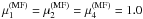 \hbox{$\mu_1^{(\mathrm{MF})}=\mu_2^{(\mathrm{MF})}=\mu_4^{(\mathrm{MF})}=1.0$}