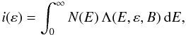 \begin{equation} i(\varepsilon) = \int_{0}^{\infty} N(E)\, \Lambda(E, \varepsilon, B)~{\rm d}E, \label{emissivity} \end{equation}