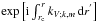\hbox{$\exp\left[{\rm i}\int_{\,r_{\rm c}}^{\,r}k_{V;k,m}\,{\rm d}r^{'}\right]$}
