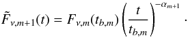 \appendix \setcounter{section}{1} \begin{equation} \tilde{F}_{\nu, m+1}(t)=F_{\nu, m}(t_{b,m}) \left(\frac{t}{t_{b,m}}\right)^{-\alpha_{m+1}}\cdot \label{eq:1} \end{equation}