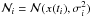 \hbox{$\mathcal{N}_i=\mathcal{N}(x(t_i),\sigma_i^2)$}