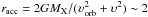 \hbox{$r_{\rm acc}= 2 GM_{\rm X}/(\upsilon_{\rm orb}^2+\upsilon^2)\sim 2$}
