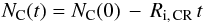 \begin{eqnarray} \label{NtION_eq} N_{\rm C}(t) = N_{\rm C}(0)\,-\,R_{\rm i,\,CR}\,t \end{eqnarray}