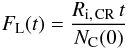 \begin{eqnarray} \label{FlION_eq} F_{\rm L}(t) = \frac{R_{\rm i,\,CR}\,t}{N_{\rm C}(0)} \end{eqnarray}