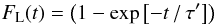 \begin{eqnarray} \label{FlELECTRON_eq} F_{\rm L}(t) = \left(1 - \exp \left[ -t\,/\,\tau' \right] \right) \end{eqnarray}
