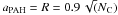 \hbox{$a_{\rm PAH} = R = 0.9\,\sqrt(N_{\rm C})\;$}