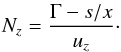 \appendix \setcounter{section}{3} \begin{equation} \label{N_z} N_z=\frac{\Gamma-s/x}{u_z}\cdot \end{equation}