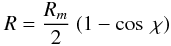 \appendix \setcounter{section}{1} \begin{equation} R = \frac{R_m}{2}~(1-\cos~\chi) \end{equation}