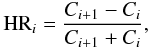 \begin{equation} {\rm HR_{\it i}} = \frac{C_{i+1} - C_{i}}{C_{i+1} + C_{i}}, \end{equation}