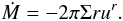 \begin{equation} \dot M=-2\pi \Sigma r u^r. \label{eq_cont2} \end{equation}