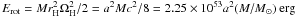 $E_{\rm rot}=Mr_{\rm H}^2\Omega_{\rm H}^2/2=a^2Mc^2/8=2.25\times 10^{53}a^2(M/M_\odot)~{\rm erg}$