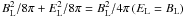 $B_{\rm L}^2/8\pi+E_{\rm L}^2/8\pi=B_{\rm L}^2/4\pi \, (E_{\rm L}=B_{\rm L})$