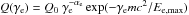 $Q(\gamma_\mathrm{e})=Q_0\ \gamma_\mathrm{e}^{-\alpha_\mathrm{e}} \exp(-\gamma_\mathrm{e} mc^2/E_\mathrm{e,max} )$