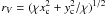 \hbox{$r_V = (\chi x_{\rm c}^2 + y_{\rm c}^2/\chi)^{1/2}$}