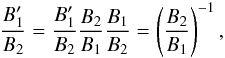 \appendix \setcounter{section}{1} \begin{equation} \frac{B_1'}{B_2} = \frac{B_1'}{B_2} \frac{B_2}{B_1} \frac{B_1}{B_2} = \left( \frac{B_2}{B_1} \right)^{-1}, \end{equation}