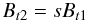 \begin{equation} B_{t2} = s B_{t1} \label{eq-bt1bt2} \end{equation}
