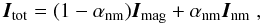 \begin{equation} \vec{I}_{\rm tot} = (1-\alpha_{\rm nm}) \vec{I}_{\rm mag} + \alpha_{\rm nm} \vec{I}_{\rm nm} \;, \end{equation}