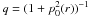 \hbox{$q=(1+p_0^2(r))^{-1}$}