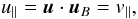 \begin{equation} u_\parallel= \vec u \cdot \vec u_B = v_\parallel, \label{parallel} \end{equation}