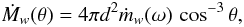 \appendix \setcounter{section}{1} \begin{equation} \dot M_w(\theta) = 4\pi d^2\dot m_w(\omega)\,\cos^{-3}{\theta}, \end{equation}