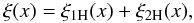 \begin{equation} \xi(x) = \xi_{1\rm H}(x) + \xi_{2\rm H}(x), \label{xi-halos} \end{equation}