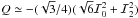 \hbox{$Q\simeq-(\sqrt 3/4)(\sqrt 6 {\mathcal I}^2_0 + {\mathcal I}^2_2)$}