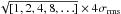 \hbox{$\sqrt{[1, 2, 4, 8, \ldots]} \times 4\sigma_{\mathrm{rms}}$}