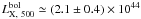 \hbox{$L^{\mathrm{bol}}_{\rm X,~500}\simeq(2.1 \pm 0.4)\times 10^{44}$}