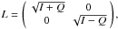 \hbox{$L=\matrixtt{\sqrt{I+Q}}{0}{0}{\sqrt{I-Q}},$}