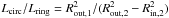 \hbox{$L_{\rm circ}/L_{\rm ring} = R^2_{\rm out,1}/(R^2_{\rm out,2}-R^2_{\rm in,2})$}