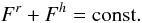\appendix \setcounter{section}{3} % subequation 2996 0 \begin{equation} F^{r} + F ^{h} ={\rm const.} \end{equation}