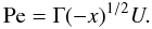 \appendix \setcounter{section}{3} % subequation 2996 6 \begin{equation} \label{eq103} {\rm Pe} = \Gamma (- x)^{1/2}U. \end{equation}