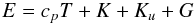 % subequation 890 6 \begin{equation} \label{eq17} E= c_p T+K+ K_u +G \end{equation}