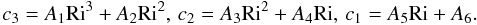 \appendix \setcounter{section}{1} \begin{equation} c_3 =A_1 {\rm Ri}^3+A_2 {\rm Ri}^2,\, c_2 = A_3 {\rm Ri}^2 + A_4 {\rm Ri},\, c_1 =A_5 {\rm Ri} + A_6. \end{equation}