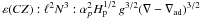 \hbox{$\varepsilon (CZ): \ell ^2 N^3: \alpha_ p^2 H_{\rm p}^{1/2}\,g^{3/2}(\nabla -\nabla _{\rm ad})^{3/2}$}